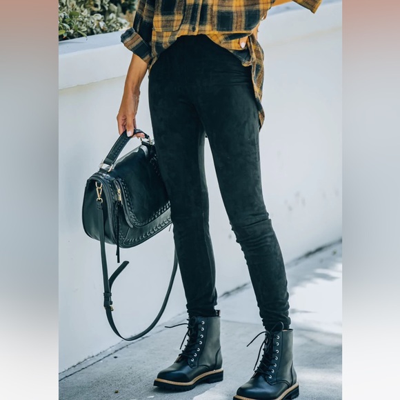Vici Pants - 💜Vici Collection💜Hudson High Rise Faux Suede Leggings-Black